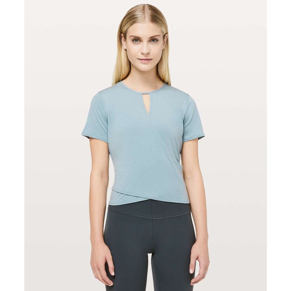 Lululemon Round Trip Short Sleeve Blue Cast Athleisure Athletic Running Outdoors